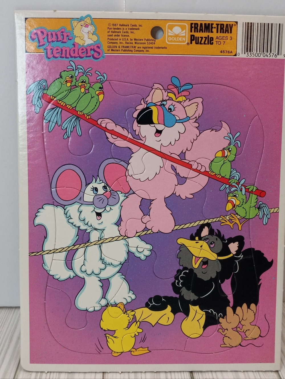 Vintage Hallmark 1987 Kitty Cat Purr-Tenders Golden Frame Tray Puzzle